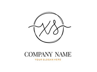 X S XS Initial handwriting logo design with circle. Beautyful design handwritten logo for fashion, team, wedding, luxury logo.
