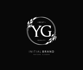 Y G YG Beauty vector initial logo, handwriting logo of initial signature, wedding, fashion, jewerly, boutique, floral and botanical with creative template for any company or business.