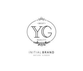 Y G YG Beauty vector initial logo, handwriting logo of initial signature, wedding, fashion, jewerly, boutique, floral and botanical with creative template for any company or business.