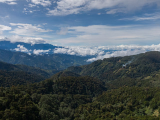 Beautiful aerial view of Perez Zeledon Town and Church in Costa Rica