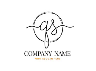 Obraz premium Q S QS Initial handwriting logo design with circle. Beautyful design handwritten logo for fashion, team, wedding, luxury logo.