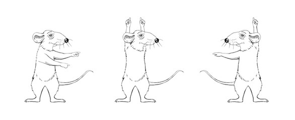 Cartoon rat image sketch. Charging. A game. set