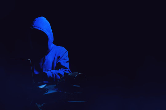 hacker man terrorist with virus computer attack to server network system online in data internet security hacking ai concept