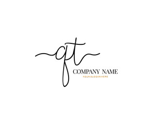 Q T QT Initial handwriting logo design with circle. Beautyful design handwritten logo for fashion, team, wedding, luxury logo.