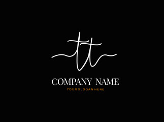 T TT Initial handwriting logo design with circle. Beautyful design handwritten logo for fashion, team, wedding, luxury logo.