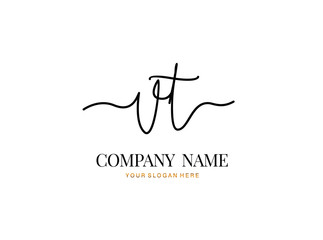 V T VT Initial handwriting logo design with circle. Beautyful design handwritten logo for fashion, team, wedding, luxury logo.