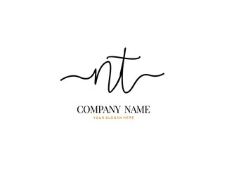 N T NT Initial handwriting logo design with circle. Beautyful design handwritten logo for fashion, team, wedding, luxury logo.