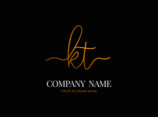 K T KT Initial handwriting logo design with circle. Beautyful design handwritten logo for fashion, team, wedding, luxury logo.