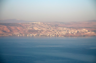 The city of Tiberias from the Golan Heights