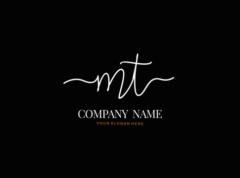 M T MT Initial handwriting logo design with circle. Beautyful design handwritten logo for fashion, team, wedding, luxury logo.