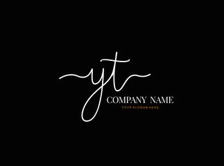 Y T YT Initial handwriting logo design with circle. Beautyful design handwritten logo for fashion, team, wedding, luxury logo.