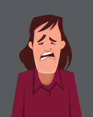 Man sad facial expression vector illustration.
