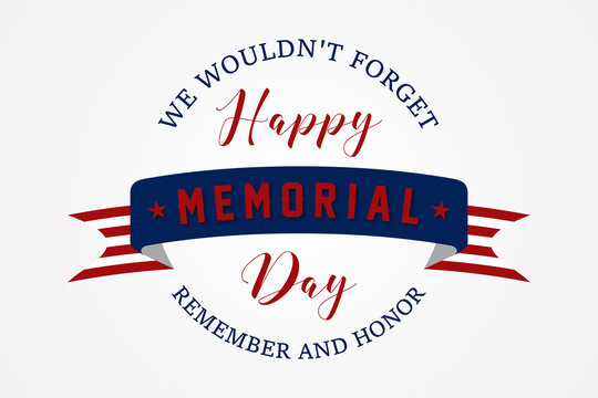 Happy Memorial day - American flag ribbon with lettering Happy Memorial Day
