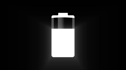 Battery icon charging on background, 4k animation.