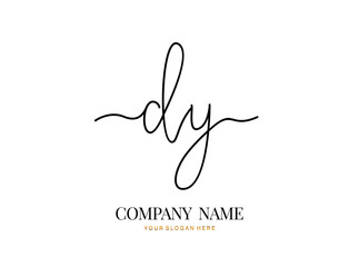 D Y DY Initial handwriting logo design with circle. Beautyful design handwritten logo for fashion, team, wedding, luxury logo.