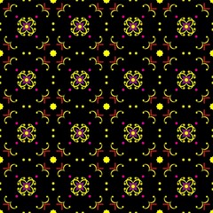 Naklejka na ściany i meble seamless pattern with batik of ethnic pattern. Vector Floral Illustration in asian textile. Design inspiration