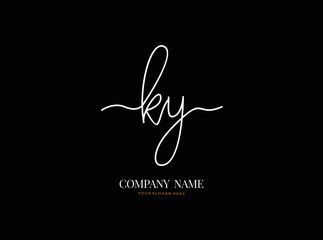 K Y KY Initial handwriting logo design with circle. Beautyful design handwritten logo for fashion, team, wedding, luxury logo.