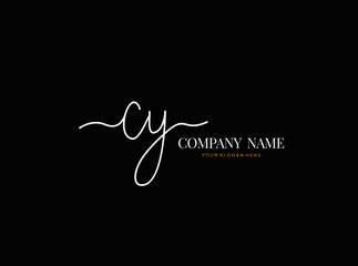 C Y CY Initial handwriting logo design with circle. Beautyful design handwritten logo for fashion, team, wedding, luxury logo.