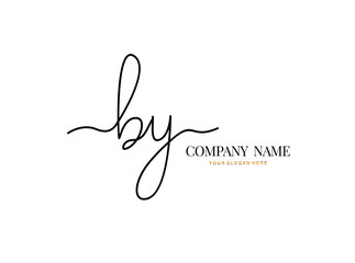 B Y BY Initial handwriting logo design with circle. Beautyful design handwritten logo for fashion, team, wedding, luxury logo.