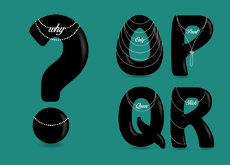 Black Symbols - O, P, Q, R, Question Mark.