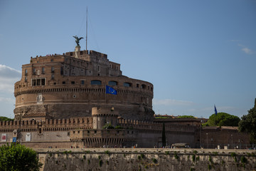 Castel Sant Angelo or Mausoleum of Hadrian in Rome Italy, built in ancient Rome, it is now the...