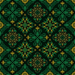 seamless pattern with batik of ethnic pattern. Vector Floral Illustration in asian textile. Design inspiration