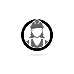 Obraz premium Woman construction worker character icon isolated on white background