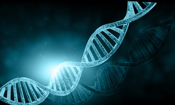 Human DNA with science background. 3d illustration .