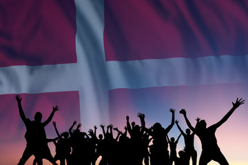 Fototapeta na wymiar People and flag on day of Denmark