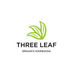 Illustration abstract three leaves nature made unique and luxurious logo design