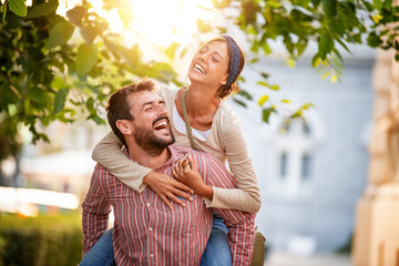 Fototapeta premium Smiling couple in love outdoors