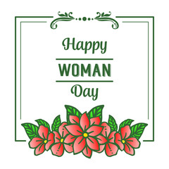 Abstract wreath frame blooms, for greeting card happy woman day. Vector