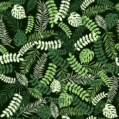 Tropic seamless pattern with color leaves