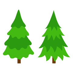 Green christmas tree, vector illustration, flat