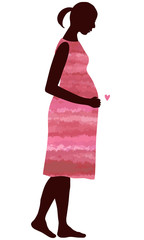 a pregnant woman with red dress 赤いドレスの妊婦