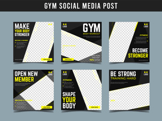 Gym square banner template. Promotional banner for social media post, web banner and flyer Vol.13
