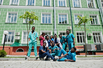Group of african medical students posed outdoor.