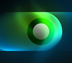 Light neon glow circles background, bright banner with shiny round shapes and electric effects.