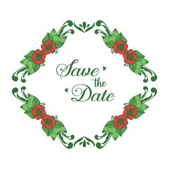 Fototapeta na wymiar Vintage wedding invitation, save the date, with wallpaper of red floral frame. Vector