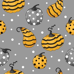 Seamless Halloween background with pumpkins. Vector illustration.