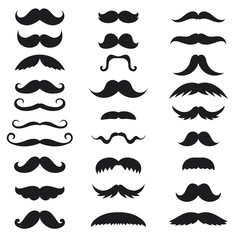 Mustaches icon collection. Moustache symbol set. 