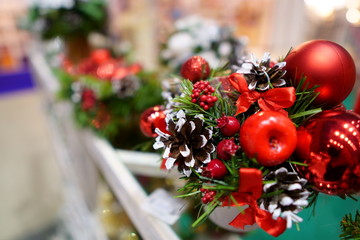 Fototapeta na wymiar Merry Christmas and Happy Holidays. A beautiful decorations for Christmas.