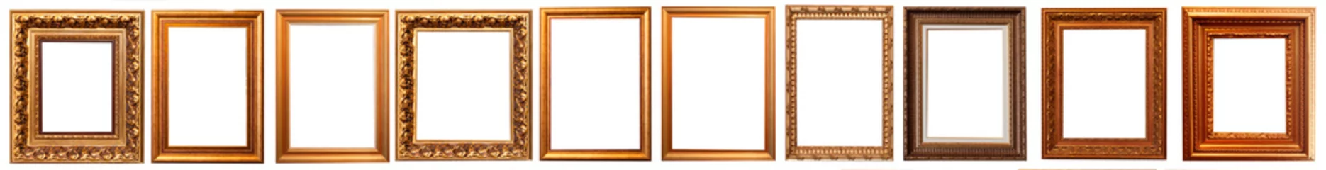 Fotobehang Collection of golden picture frames isolated on white background set © Андрей Трубицын