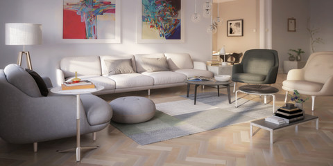 Contemporary Furniture & Decor (panoramic)  - 3d Visualization