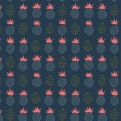 Pineapple country scribbled seamless vector pattern.