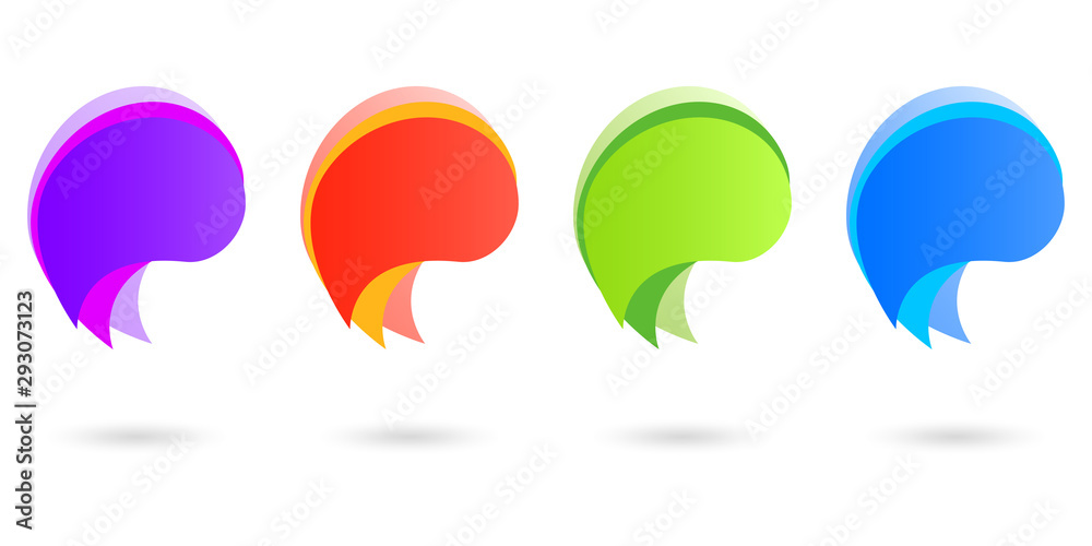 Sticker abstract dynamic shapes design set. fluid or liquid gradient speech bubble templates. modern graphic