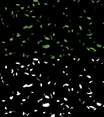 3D illustration of a mint leaves flow with alpha layer