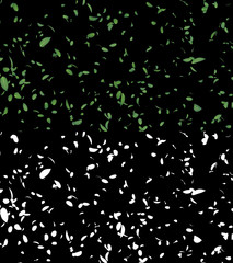 3D illustration of a mint leaves flow with alpha layer