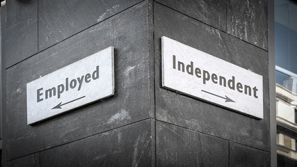 Street Sign Independent versus Employed