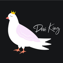 Cute dove, bird, art, vector illustration